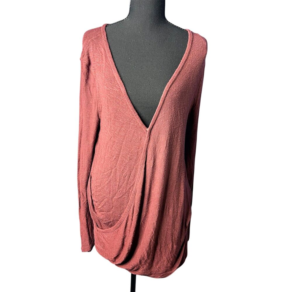 We The Free Women's Rose Asymmetrical Layered Wrap Sweater Sz L Boho Lagenlook